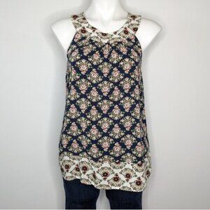 Boden blue red floral tank top blouse 8
